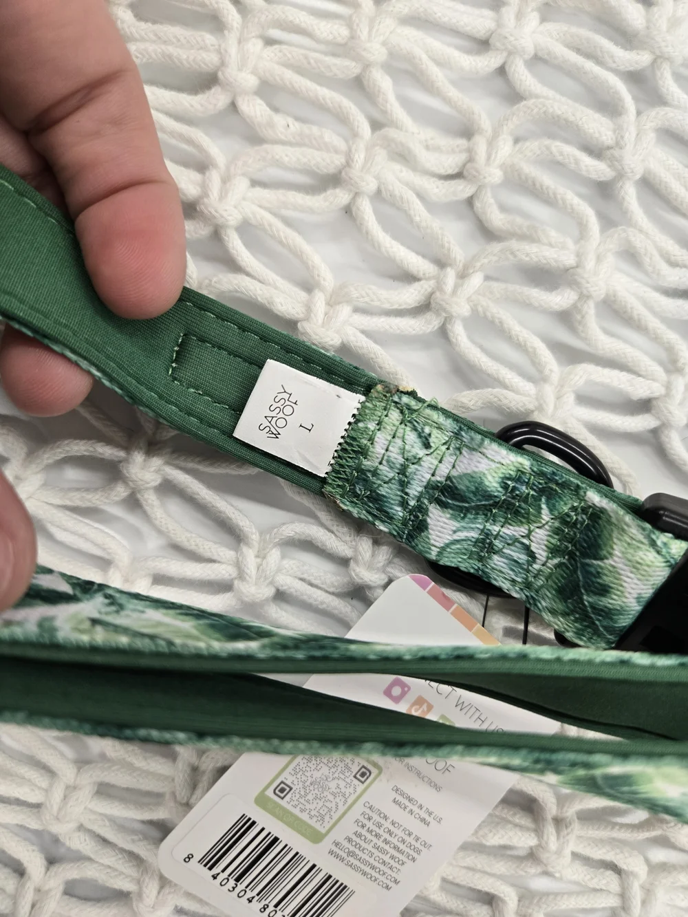 Sassy Woof Green Tropical Leaf Adjustable Dog Collar
